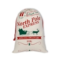 Christmas North Pole Express drawstring canvas gift bag with red rope and festive patterns - 49*68CM, HK-19 (Red Green North Pole)