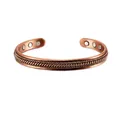 Adjustable magnetic pure copper cuff bracelet with twisted texture and six magnets - Bronze