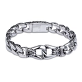 Pulsera vintage de acero inoxidable 316L para hombre con eslabones grabados con patrones - 21cm / Color Acero