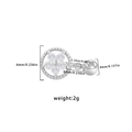 Technical diagram of heart butterfly barbell stud with detailed size and weight parameters - Flower Ring Style