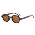 Retro polygon sunglasses with thick black frames, brown lenses and tortoiseshell temples - Black Frame Tea Lens
