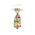 Easter pet necktie with colorful egg patterns and adjustable white elastic strap - White Base Easter Egg