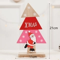 Sapin de Noël en bois pour table avec Père Noël et texte XMAS décoratif 21cm - Sapin de Noël Coloré Style Père Noël