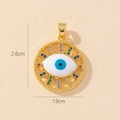 Golden Evil Eye pendant with blue enamel and colorful stones, size 2.6cm by 1.9cm - Enamel Gemstone Evil Eye Style (7)