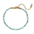 18K gold-plated stainless steel anklet with faceted turquoise beads and adjustable chain - Turquoise