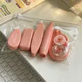 Set di 5 nastri correttivi rosa sfumato in un astuccio trasparente con cursore - Kit Nastro Correttore (5 pezzi) / Rosa