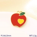 Red apple fruit pendant in stainless steel with golden edges and yellow heart detail - Heart Apple (KLJ10799-ZLA)