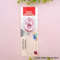 Pink number 8 birthday candle with pearlescent finish and white stick for cake topper - Rose Gold Number 8
