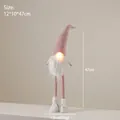 Pink knit Christmas gnome doll with warm LED light, 47cm tall festive tabletop decor - Large Standing Gnome with LED