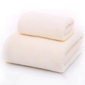 Creamy white thick coral fleece towel set with soft absorbent microfiber texture - Towel (35*75cm) / White (Trimmed Edge)