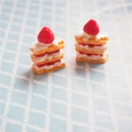 Miniature resin strawberry Napoleon mille-feuille cake charms for DIY jewelry making - Yellow