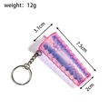 Pink and blue gradient miniature coffee cup keychain with fish scale texture and 12g weight - Pink Dragon Scale Cup (Single Ring)