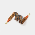 Ethnic woven wide replacement shoulder strap with orange leather and gold metal clips - Width 5cm Length 110cm / Orange Gold Buckle
