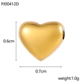 Golden heart stainless steel charm pendant 0.7x0.6cm dimension for DIY jewelry making - Heart-shaped Transfer Bead (PJ00412D)