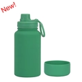 Green 650ml stainless steel insulated sport bottle with matching silicone protective boot - 650ml / Seaweed Green - Sport (New)