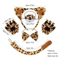 Set costume leopardato con fascia per orecchie, maschera, guanti, papillon e coda lunga - Set 4 Pezzi Orecchio di Leopardo in Velluto + Guanti Senza Dita
