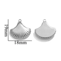Ciondoli a ventaglio in acciaio inossidabile argento, dimensioni 19mm per 18mm - Conchiglia Acciaio con Anello