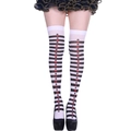 Over-knee black and white striped stockings with poker motifs for Halloween party - One Size / Striped Poker Pattern 5#