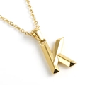 18K gold plated stainless steel necklace featuring a 3D geometric letter K pendant - Letter K / Gold
