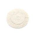 Sous-verre rond en coton tissé main blanc avec bordure à franges élégante - 25*25cm / Beige