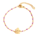 Golden stainless steel chain bracelet with purple beads and a hollow house charm - Gold House - Purple Beads