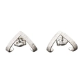 Minimalist silver geometric V-shape stud earrings with brushed metallic texture surface - Silver Textured V-Shape