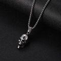 Skull pendant necklace for men in gunmetal grey finish with a durable woven chain - Skull