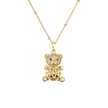 Collar oso dorado con circonitas blancas y piedras de colores en esfera hueca - Estilo Oso 3D (CN001541YH)