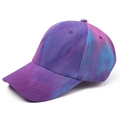 Detailed macro shot of the vibrant tie-dye gradient pattern on a baseball cap - Purple Red (#3)