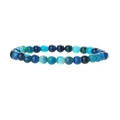 Bracelet de perles de turquoise naturelle 6mm avec dégradé bleu sur fond blanc - Agate à Rayures Bleues