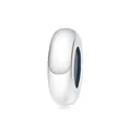 Polished S925 sterling silver flat round charm bead for DIY minimalist bracelets - Silicone Spacer Bead / Silver