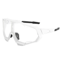 Mens white sport cycling glasses with lightweight frame and black non-slip nose pads - White Frame Transparent Lens