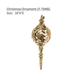 Golden Christmas leaf pendant decoration with spiral bottom, size 18x6x6cm LF-7049G - Gold Hollow Cone (LF-7049G)