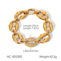 Detailopname van 18K vergulde schakelarmband met kristallen accenten en afmetingen - Zirconia Paardenbit Stijl(HC-B20382)