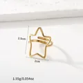 Adjustable gold stainless steel star ring featuring a hollow geometric design - 63-Star / Gold
