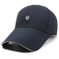 Dark blue baseball cap with silver X shield logo and extended brim for sun protection - Adjustable / Navy Blue