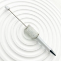 Penna con perline bianca fai-da-te con cristalli scintillanti e dettagli in metallo - Bianco