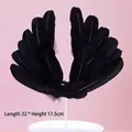 Elegant 22x17.5cm black feather wing cake topper for princess birthday party decor - Black Feather Angel Wings