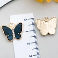 Pendentifs papillon DIY en émail noir et alliage doré avec détails en strass - Noir