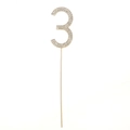 Number 3 sparkling gold alloy cake topper with white rhinestones for birthday party - Number 3 / Gold