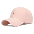 Pink herringbone baseball cap for women with a delicate gold crown metal accent - Pink
