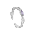 S925 silver adjustable geometric ring with elegant marquise purple zircon inlay - Adjustable Open / Platinum Gold (Light Purple Zirconia)