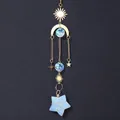 Star and moon suncatcher with blue opal stone and faceted crystal hanging pendant - Opal Five-pointed Star Wind Chime
