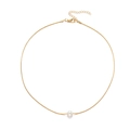 Elegant gold snake chain necklace featuring a white pearl pendant on white background - Gold (X1683A)