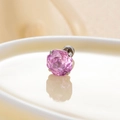 Pink millennium rose zircon stud earring with silver titanium steel prong setting - 8mm Zirconia - 1Pc / Rose Red