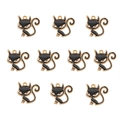 Set of 10 black cat enamel charms with gold plating for DIY jewelry and necklaces - 3# Charming Sitting Black Cat