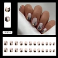 Ink painting style press on nails with gold foil accents and black tree silhouettes - W370 Ink Shadow (Glue Type)