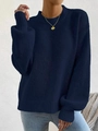 Dunkelblauer Strickpullover mit Rundhalsausschnitt, überschnittenen Schultern und lockerer Form - 0XL / Dunkelblau