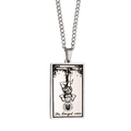 Silver stainless steel Tarot necklace featuring The Hanged Man rectangular pendant - The Hanged Man / Steel