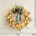 Luxury 40cm Christmas wreath with gold baubles, deer ribbons and warm LED lighting - Style C Gold Berry Wreath 40cm (With Lights)
